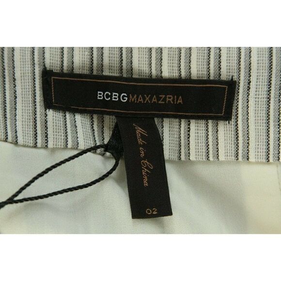 BCBG Maxazria Womens Romper Size 2 Striped Linen NEW - Picture 4 of 6